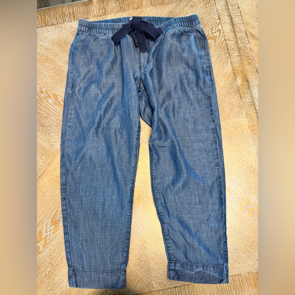 Gap Maternity Denim Pants Drawstrings Pockets Waist 36” Inseam 25” Low Rise Med